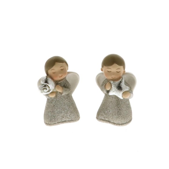 Bomboniera o decorazione Angelo resina nascita Battesimo h 6cm set 2 pz art LL653
