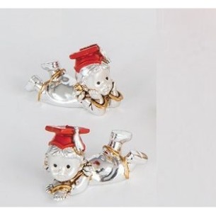 Bomboniera Decorazione Bimba laurea in resina argentata cm 5 set 12 pz art 04462