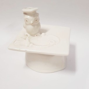 Bomboniera Decorazione tocco con gufo porcellana laurea 7,5 X 7,5 X h 8 cm art 71005
