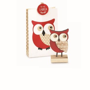 Bomboniera Laurea Gufo in Legno Porta Foto con Busta e molletta Abbinata 9 x 6,5 x h 14 cm Art 28464
