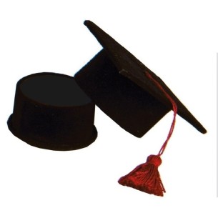 Bomboniera cappello Tocco laurea Mini Nero Velluto 9 x 9 cm confezione 24 pz art C0857