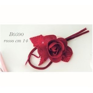 Decorazione Fiore tipo Rosa Rossa per Bomboniera 14 cm  confezione 6 pz art B0590ROSSO