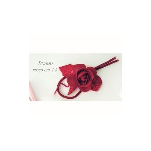 Decorazione Fiore tipo Rosa Rossa per Bomboniera 14 cm  confezione 6 pz art B0590ROSSO