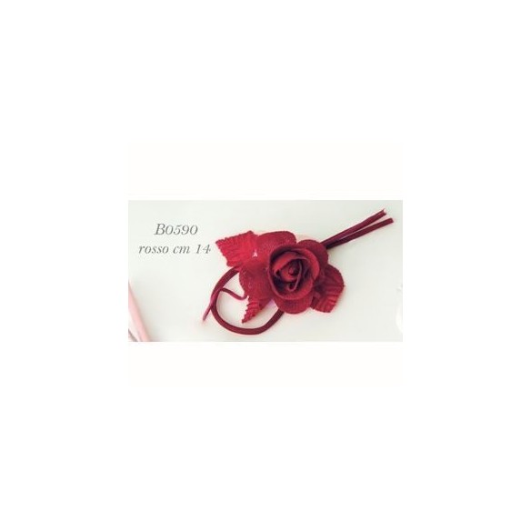 Decorazione Fiore tipo Rosa Rossa per Bomboniera 14 cm  confezione 6 pz art B0590ROSSO