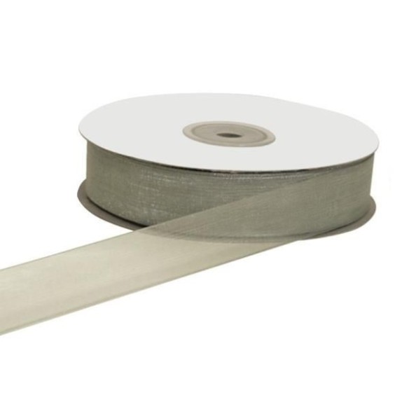 Nastro organza 1 cm rotolo bobina da 50 mt Argento Argento Grigio fai da te - art E1017