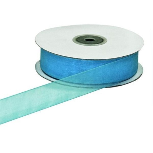 Nastro organza 1 cm rotolo bobina da 50 mt TURCHESE fai da te - art E1024
