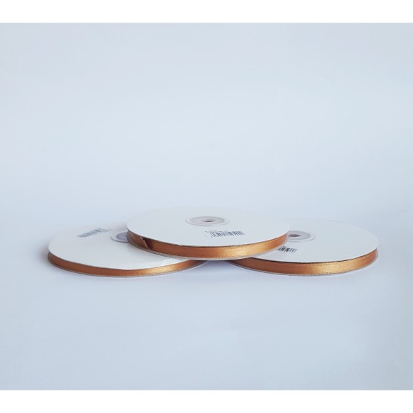 Nastro doppio raso 6 mm rotolo bobina da 50 mt BRONZO fai da te - art D0604
