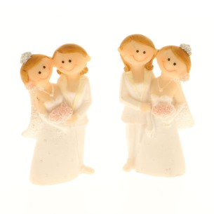 Bomboniera Matrimonio sposi LEI + LEI coppia in resina h 6,5 cm set 2 pz art 049449