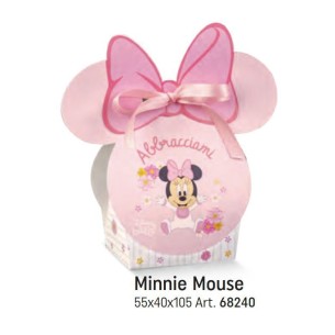 Scatola Bomboniera Rosa Minnie Baby Disney Battesimo Nascita confetti 5,5 x 4 x h 10,5 cm Set 10 pz art 68240