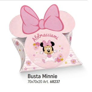 Scatola Bomboniera tipo busta Rosa Minnie Baby Disney Battesimo Nascita confetti 7 x 7x h 2 cm Set 10 pz art 68237