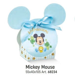 Scatola Bomboniera Celeste Topolino Mickey Mouse Baby Disney Battesimo Nascita confetti 5,5 x 4 x h 10,5 cm Set 10 pz art 68234