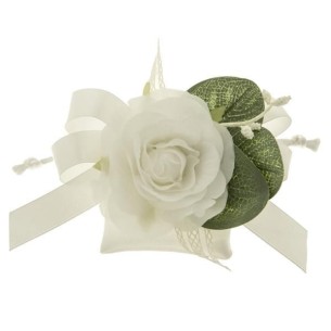 Bomboniera Decorazione Fiore tipo Rosa Bianco inserto Sacchetto Confetti 12 cm confezione 6 pz art B0706BIANCO