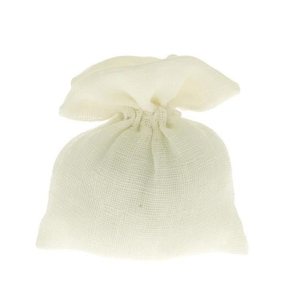 Bomboniera Sacchetto in tessuto AVORIO Anniversario Matrimonio 10 xh12 cm confezione 12 pz art C2346
