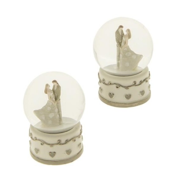 Bomboniera Coppia sposi innamorati resina con Sfera wedding h 6 cm  set 2 pz art 04A156