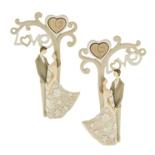 Bomboniera Coppia sposi innamorati resina albero Love wedding h 15 cm  set 2 pz art 04A157