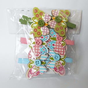 Bomboniera decorazione Molletta farfalla in legno  h 4 cm Battesimo Nascita set 6 pz - art CA016 2