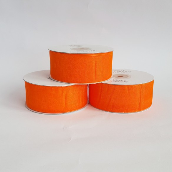 Nastro organza 4 cm rotolo bobina da 50 mt ARANCIO fai da te - art E4009