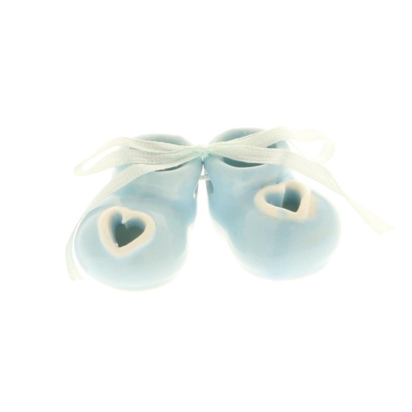 Bomboniera decorazione Coppia scarpette in ceramica Celeste 3,5 cm art 03064