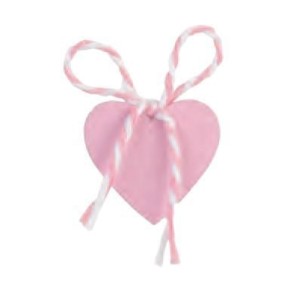 Decorazione Bomboniera Cuore legno ROSA con Adesivo Battesimo Nascita 2,2,x h 2 cm Confezione 12 pz art 18688