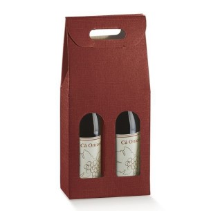 Scatola porta 2 bottiglia colore Seta Bordeaux 18 x 9 x h 38,5 cm Confezione 50 pz art 36108