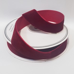 Nastro in Velluto Velvet per decorazione colore BORDEAUX in bobina rotolo da spessore 25 mm x 10 mt Wedding art 24861