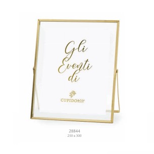 Bomboniera Porta Foto in metallo oro vetro wedding Matrimonio 25 x h 30 cm art 28844