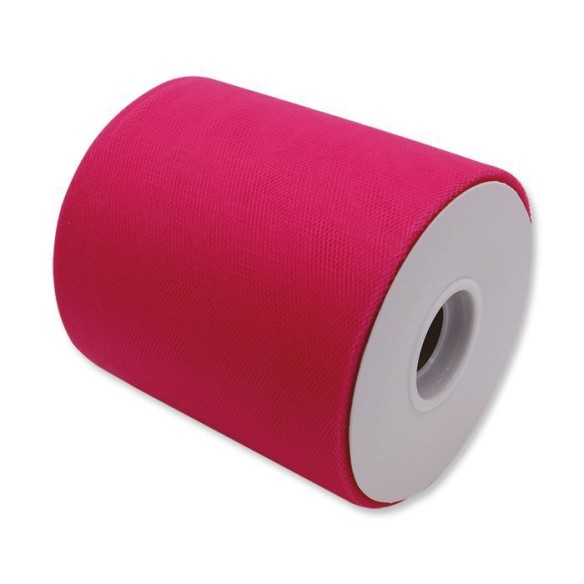 Bobina 12,5 cm 100 mt rotolo tulle decorazioni bomboniere colore FUXIA art. 85085