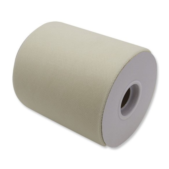 Bobina 12,5 cm 100 mt rotolo tulle decorazioni bomboniere colore AVORIO BIG PARTY art 85075