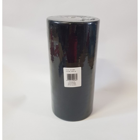 Bobina 25 cm 100 mt rotolo tulle decorazioni bomboniere colore NERO art CARUSONERO38