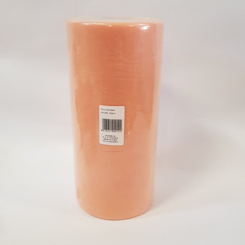 Bobina 25 cm 100 mt rotolo tulle decorazioni bomboniere colore PESCA art CARUSOPESCA