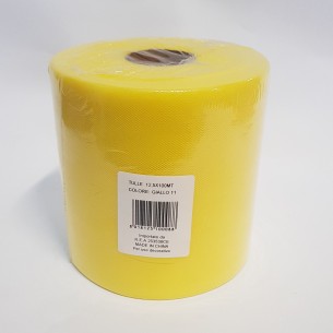 Bobina 12,5 cm 100 mt rotolo tulle decorazioni bomboniere colore GIALLO art CARUSOGIALLO125.11