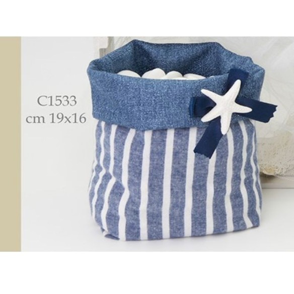 Bomboniera Sacchetto saccoccio porta confetti tessuto BLU 19 X H 16 cm Conf 6 pz art C1533