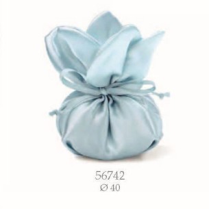 bomboniera Decorazione Sacchetto fiore azzurro porta confetti in Raso Celeste D 4 cm confezione 29 pz art 56742