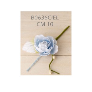 Decorazione Fiore tipo Rosa Celeste per Bomboniera 10 cm confezione 12 pz art B0636CELESTE