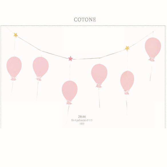 Decorazione set Sagoma Palloncini in tessuto Rosa lunghezza 1,60 mt Battesimo Nascita art 28644