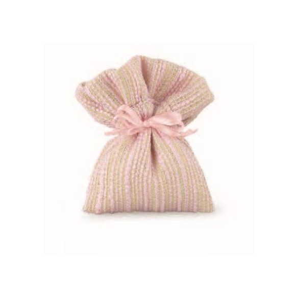 Bomboniera Sacchetto rosa porta confetti matrimonio 7 x h 9,5 cm set 12 pz art 57670