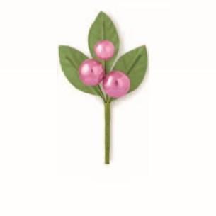 Decorazione bomboniera Pick 3 Perle Rosa antico foglie idea h 9 cm set 24 pz art 57526