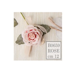 Fiore Tipo Rosa  Rosa per decorazione Bomboniera cm 12 set 6 pz art B0659ROSE