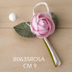 Decorazione Fiore tipo Rosa colore Rosa per Bomboniera 9 cm confezione 12 pz art B0635ROSA