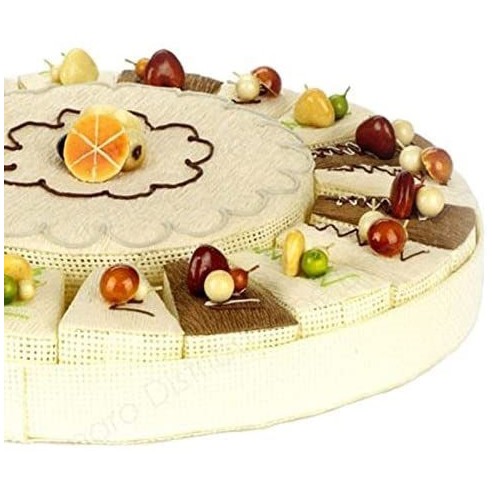 Decorazione Torta porta confetti in tessuto rigido con inserti frutta D 34 cm art SC274