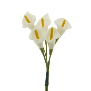 Decorazione Bomboniera Fiore calla bianca con pistillo giallo h 11 cm confezione 144 pz art B0710