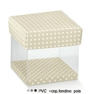 Coppetta trasparente con coperchio pois Tortora 8 x 8 x h 9 cm n 20 pz art 16697
