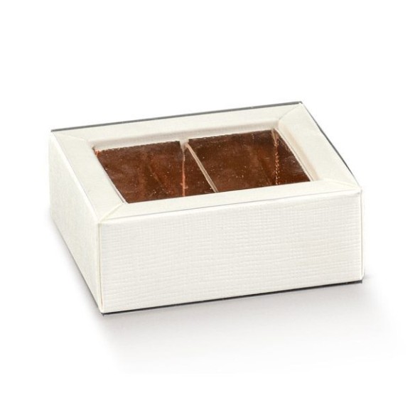 Scatola porta Cioccolatini artigianali per Pasticceria Colore Seta Bianca mis. 6 x 5 x h 3 cm Confezione 100 pz Art 12992