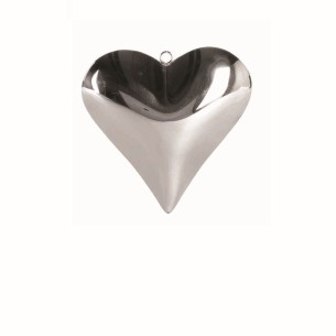 Cuore in metallo argentato lucido bomboniera decorazione 9,5 cm - art 71878