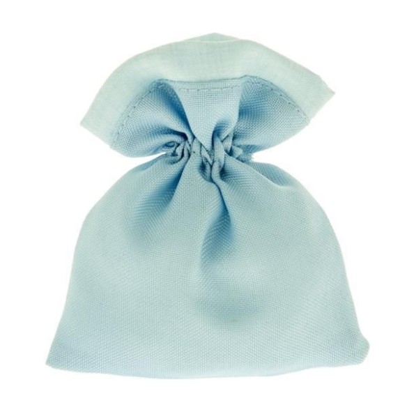 Bomboniera Sacchetto confetti in tessuto CELESTE 10 x h 12 cm Battesimo Nascita Wedding set 12 pz art C2296