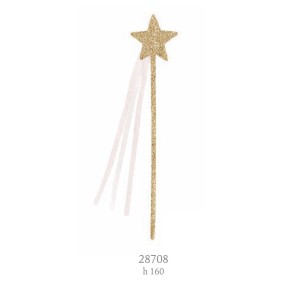 Decorazione Stick Stella Glitterata Oro Principessa Compleanno h 16 cm Set 12 pz Art 28708