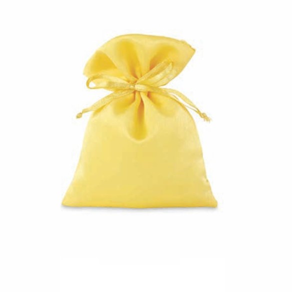 Bomboniera Sacchetto confetti in RASO Giallo Battesimo Nascita 10 x h 14 cm conf. 12 pz art 28850