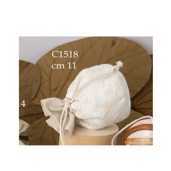 Bomboniera Sacchetto confetti in tessuto Bianco h 11 cm Matrimonio Wedding set  12 pz art C1518