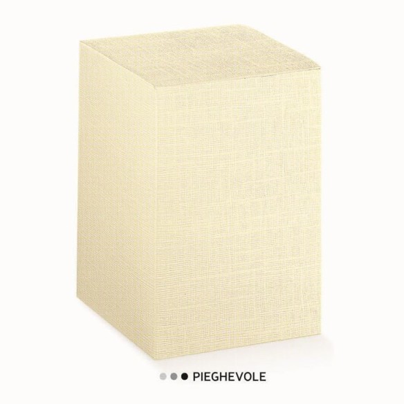 Scatola bomboniera tipo Pieghevole Seta avorio 10 x 10 x 12 cm set 20 pz art 13148