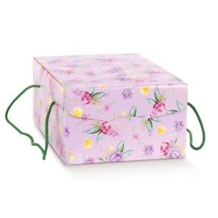 Scatola tipo SEGRETO FLOWERS porta  per Pasticcini o COLOMBA artigianale Colore lilla mis. 33,5 x 23,5 xh 14 cm Confezione 10 pz
